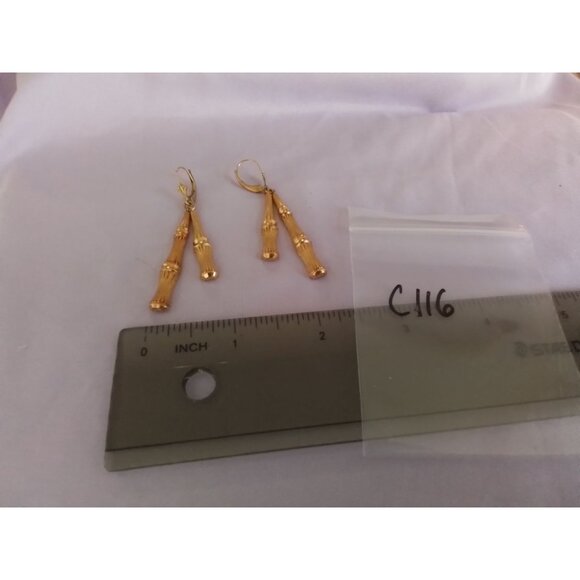 Vintage Avon Bamboo Drop Dangle Earrings - Picture 3 of 3